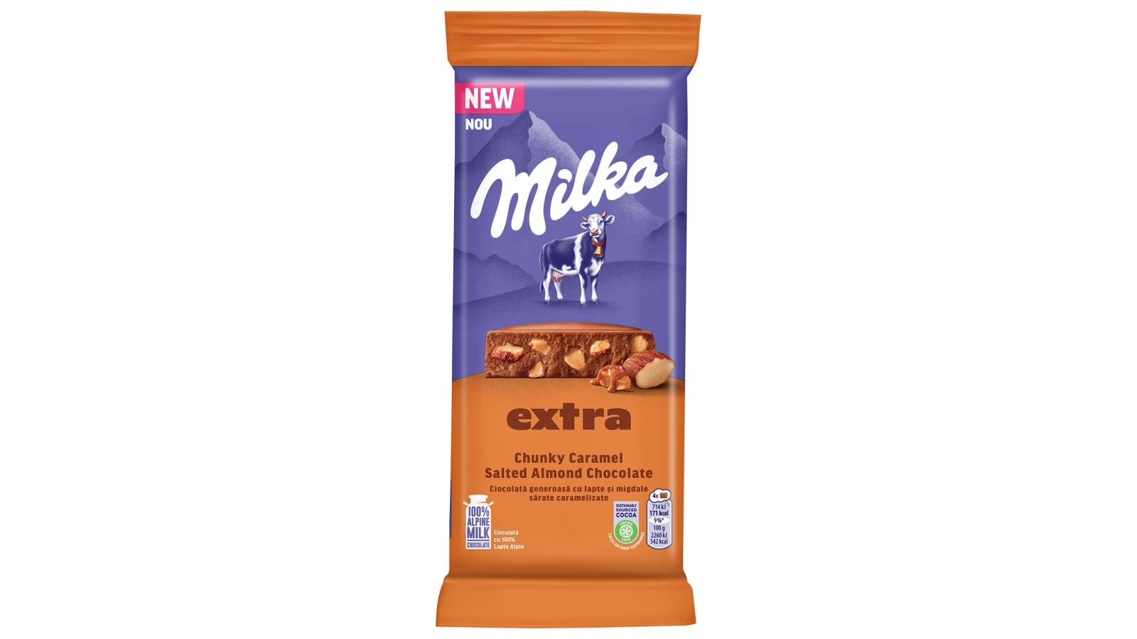MILKA Extra chunky čokolada caramel salted almond 190g - Cjenoteka