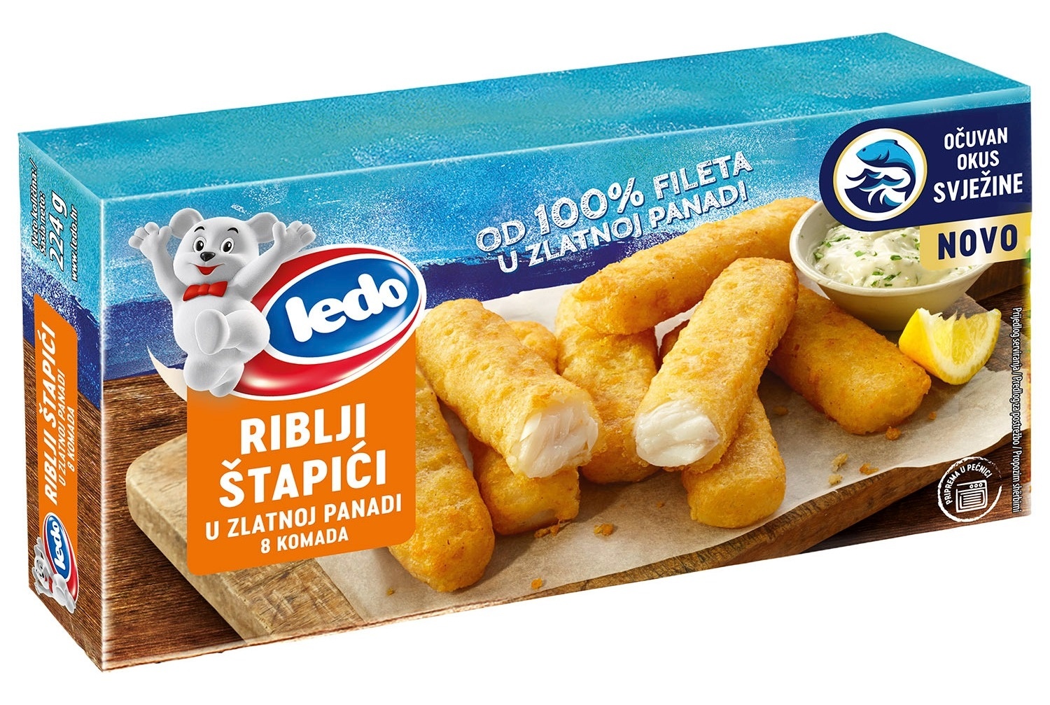 LEDO Riblji štapići 100% filet u zlatnoj panadi 224g - Cjenoteka